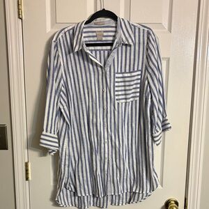 Chico's Navy and White Striped Shirt